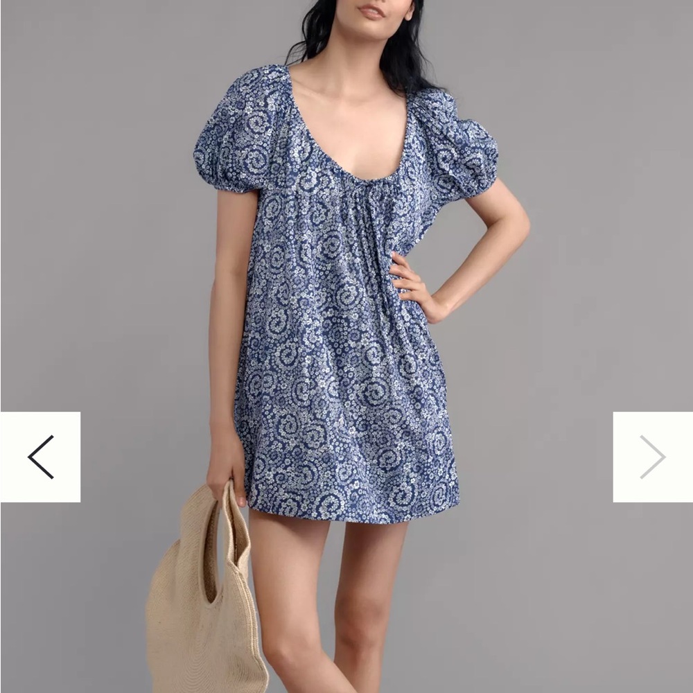 NWT Anthropologie Maeve Blue and White Mini Dress - Small